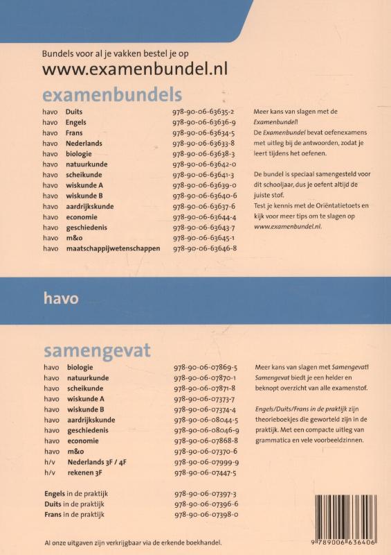 Achterkant van Havo Wiskunde B 2015/2016