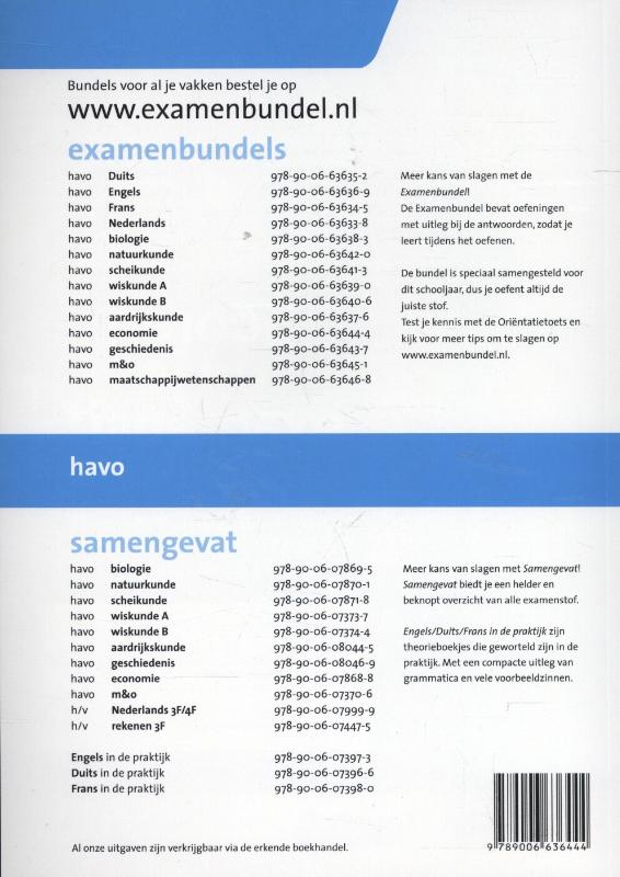 Achterkant van Havo Economie 2015/2016