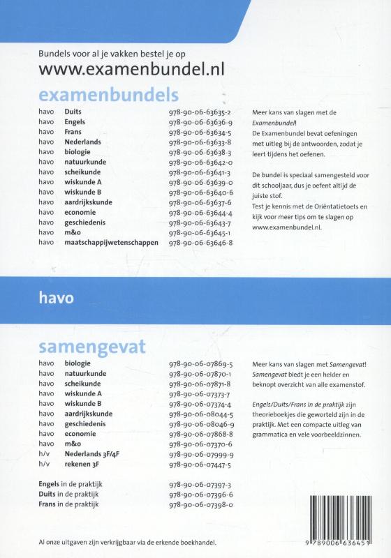 Achterkant van Havo; M&o; 2015/2016