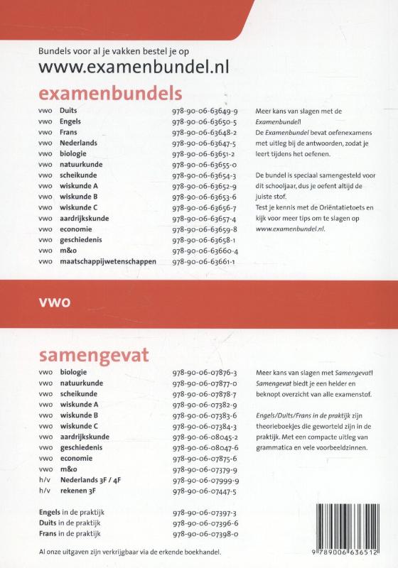 Achterkant van Vwo; Biologie; 2015/2016