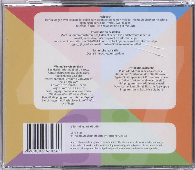 Achterkant van Natuniek Digibord op (2)CD-Roms gr 1-8