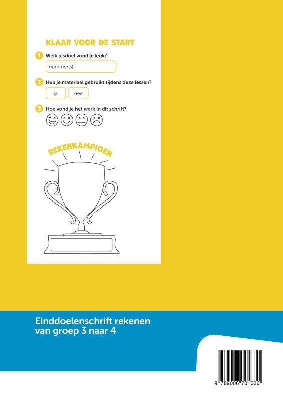 Achterkant van Einddoelenschrift rekenen groep 3 - Klaar voor de start (van groep 3 naar 4)(set a 5 ex)