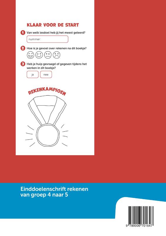 Achterkant van Einddoelenschrift rekenen groep 4 - Klaar voor de start (van groep 4 naar 5)(set a 5 ex)
