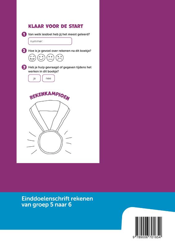 Achterkant van Einddoelenschrift rekenen groep 5 - Klaar voor de start (van groep 5 naar 6)(set a 5 ex)