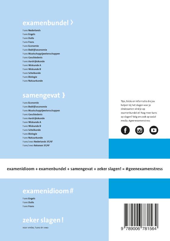 Achterkant van havo Wiskunde B 2020/2021