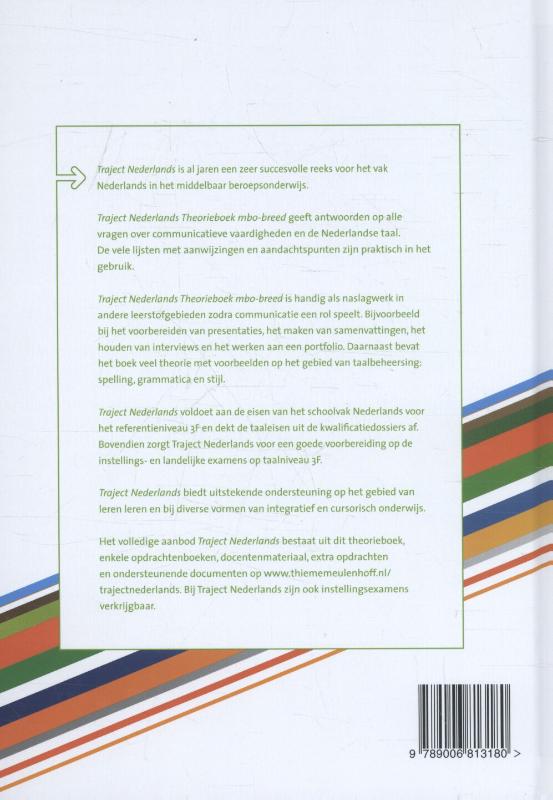 Achterkant van Traject Nederlands Theorieboek 3F mbo-breed