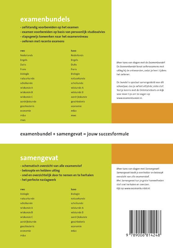 Achterkant van Havo/vwo