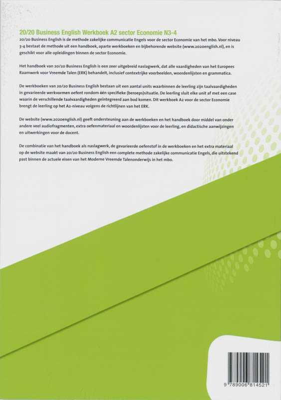 Achterkant van Werkboek A2