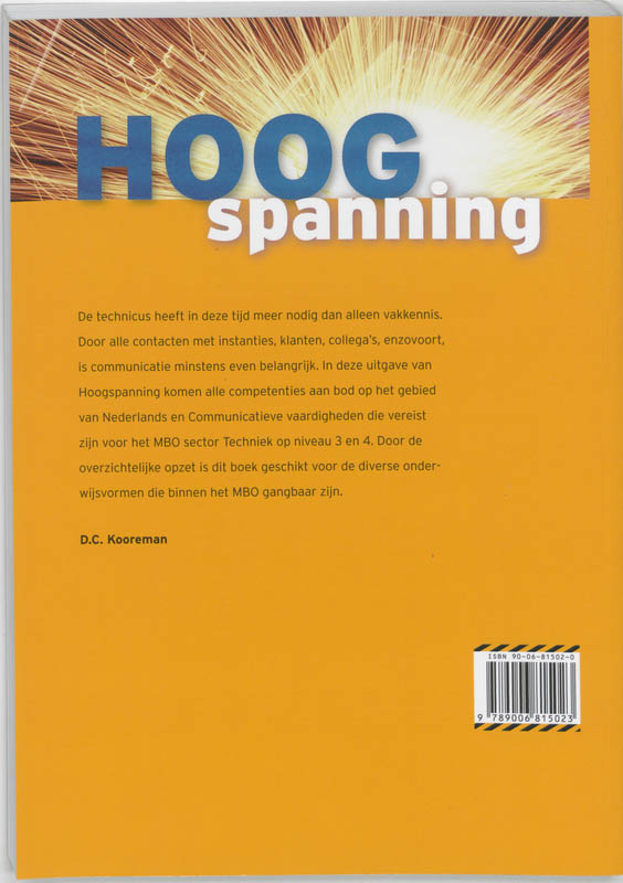 Achterkant van MBO techniek Niveau 3/4 Nederlands/Communicatie