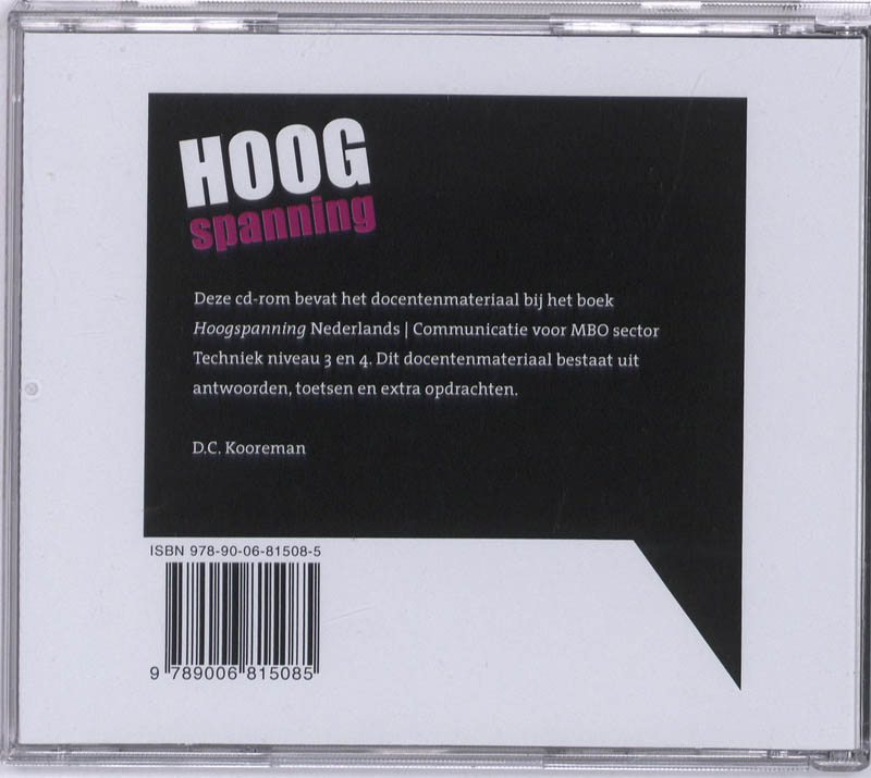 Achterkant van Hoogspanning Docenten-cd-rom niveau 3-4