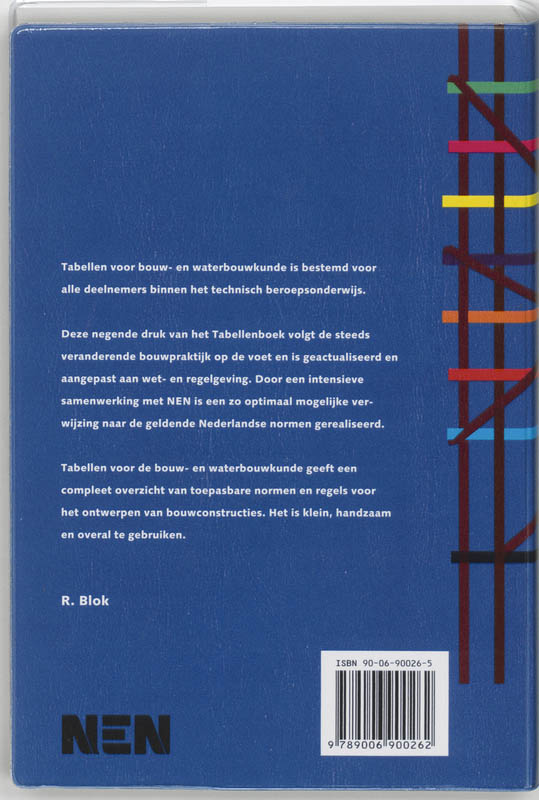 Achterkant van Tabellen voor bouw- en waterbouwkundigen