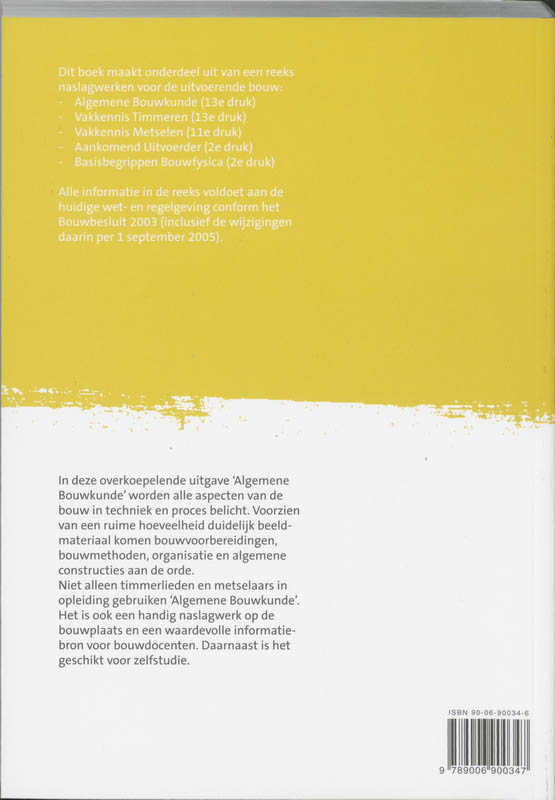 Achterkant van Algemene Bouwkunde