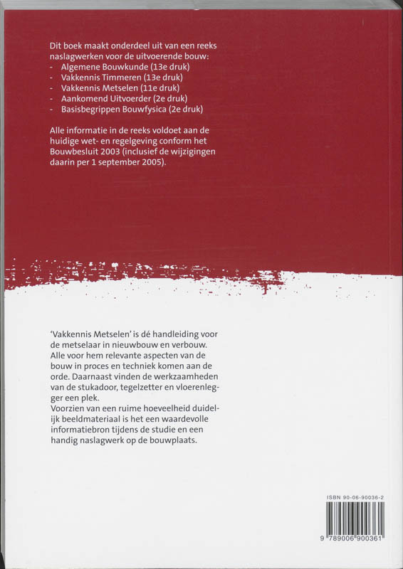 Achterkant van Vakkennis Metselen