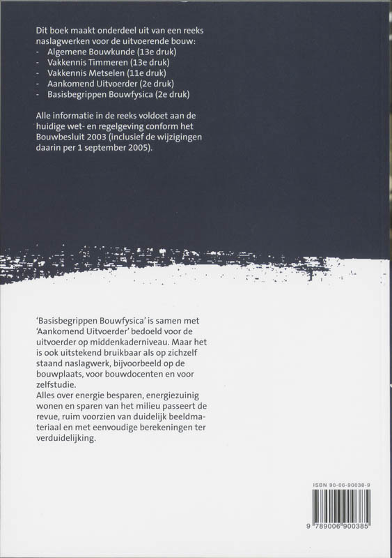 Achterkant van Basisbegrippen Bouwfysica