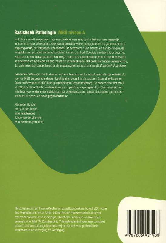 Achterkant van Basisboek pathologie