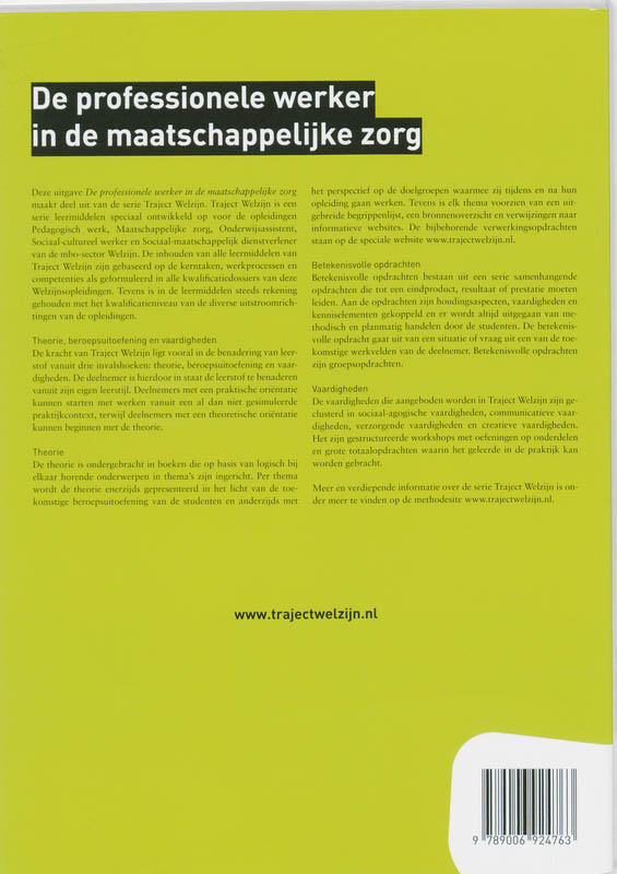Achterkant van De professionele werker in de maatschappelijke zorg