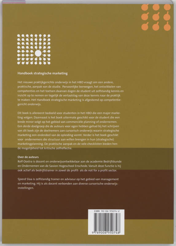Achterkant van Handboek strategische marketing