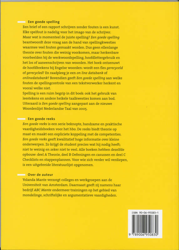 Achterkant van Een goede spelling
