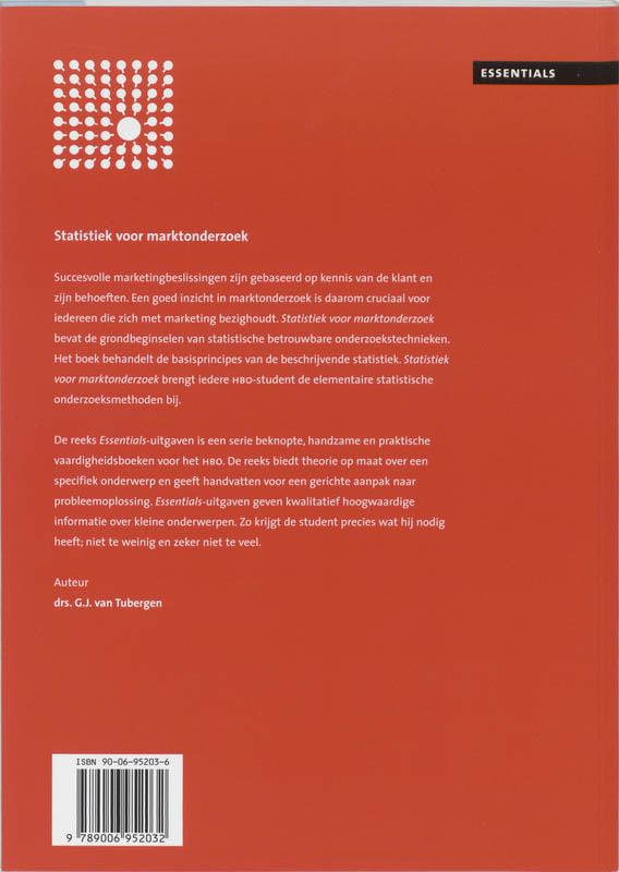 Achterkant van Statistiek voor het marktonderzoek