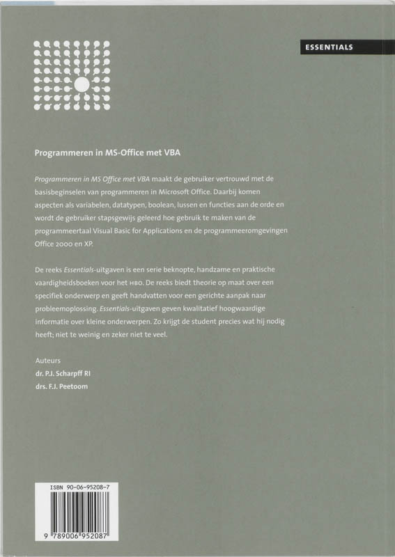 Achterkant van Programmeren in MS-Office met VBA