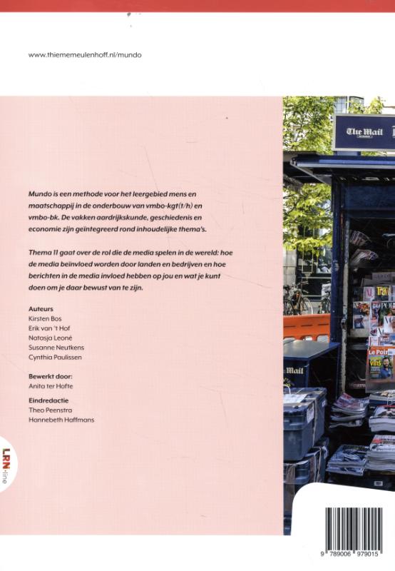 Achterkant van Mundo LRN-line boek 2 vmbo bk thema 11: Media