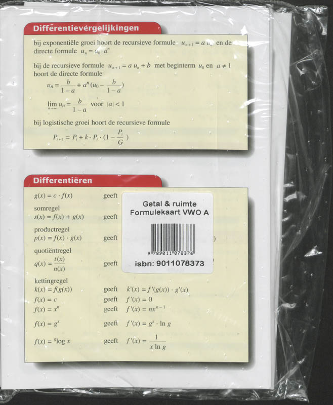 Achterkant van Formulekaart