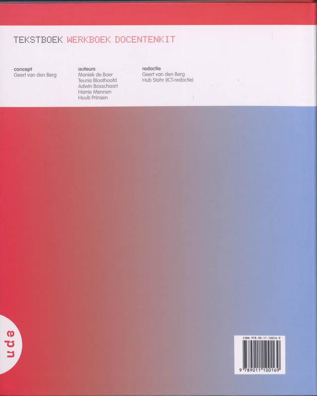 Achterkant van tekstboek