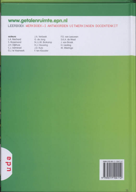 Achterkant van 2 vmbo-KGT deel 1