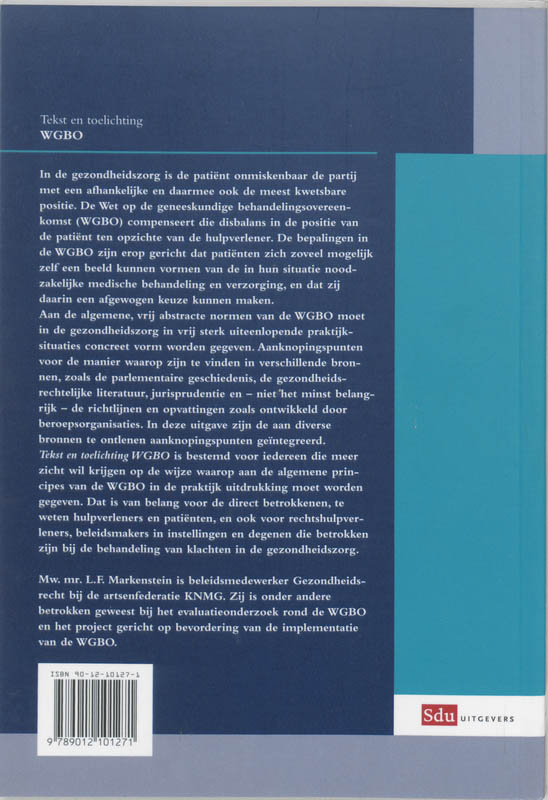 Achterkant van Tekst en toelichting WGBO editie 2006