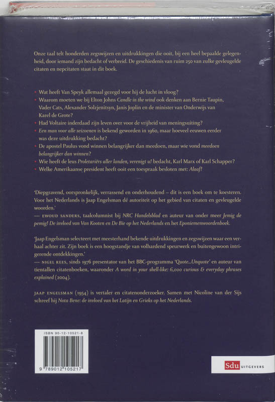 Achterkant van Bekende citaten uit het dagelijks taalgebruik