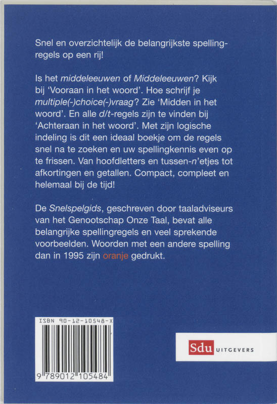 Achterkant van Snelspelgids