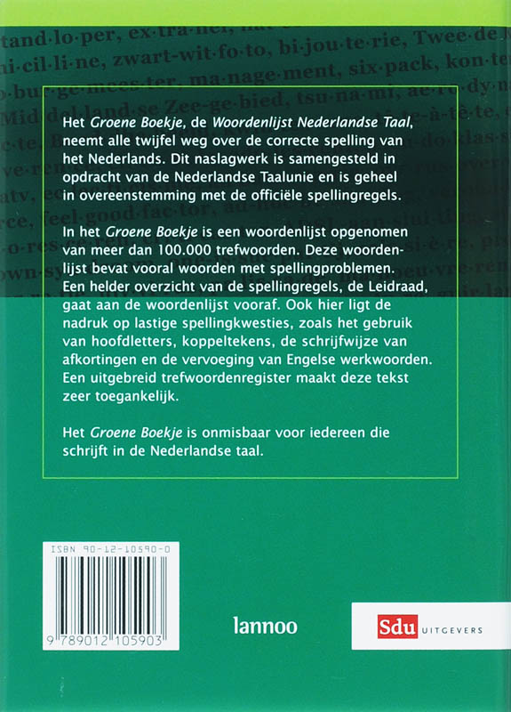 Achterkant van Het Groene Boekje
