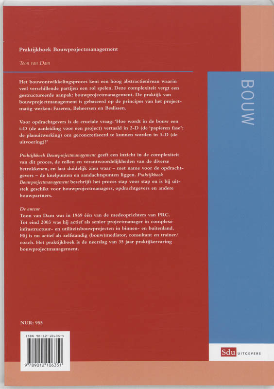 Achterkant van Praktijkboek Bouwprojectmanagement