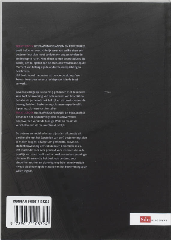 Achterkant van Praktijkboek bestemmingsplannen & procedures