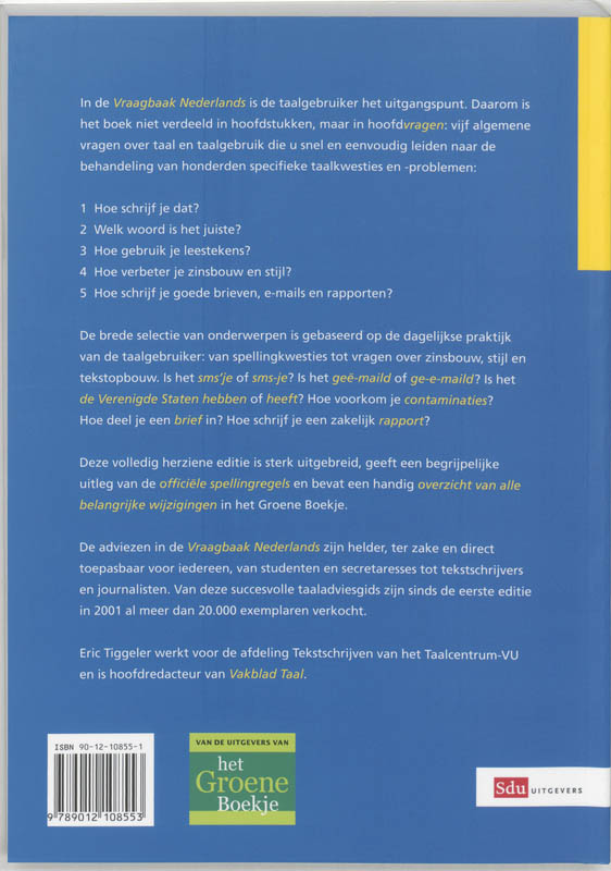 Achterkant van Vraagbaak Nederlands