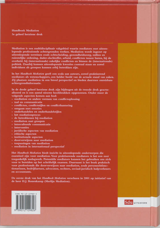 Achterkant van Handboek Mediation