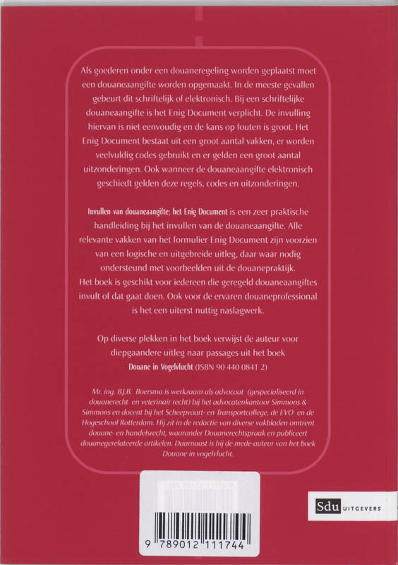 Achterkant van Invullen van douaneaangifte. het enig document