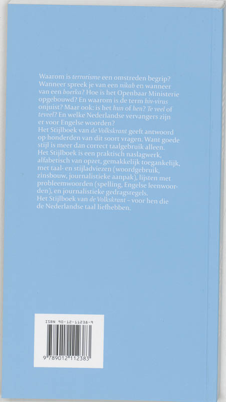 Achterkant van De Volkskrant Stijlboek