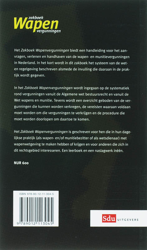Achterkant van Zakboek wapenvergunningen