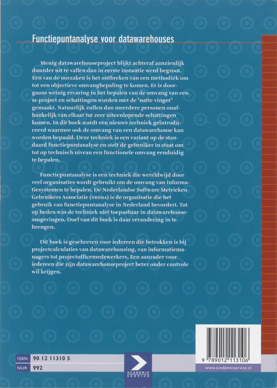 Achterkant van Functiepuntanalyse voor Datawarehouses