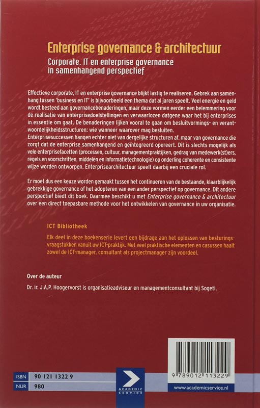 Achterkant van Enterprise governance & architectuur