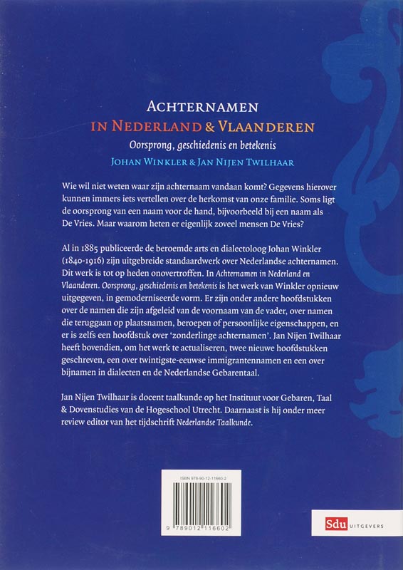 Achterkant van Achternamen in Nederland en Vlaanderen