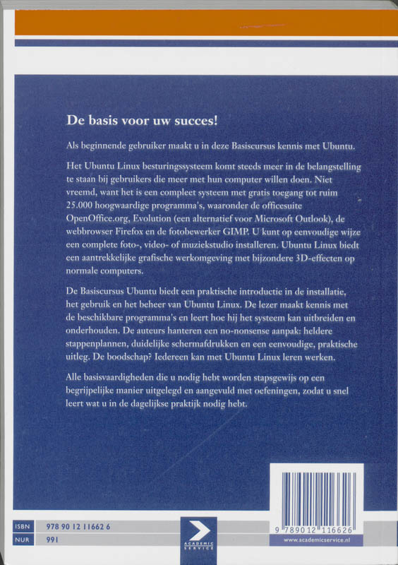 Achterkant van Basiscursus Ubuntu