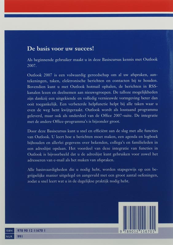 Achterkant van Basiscursus Outlook 2007
