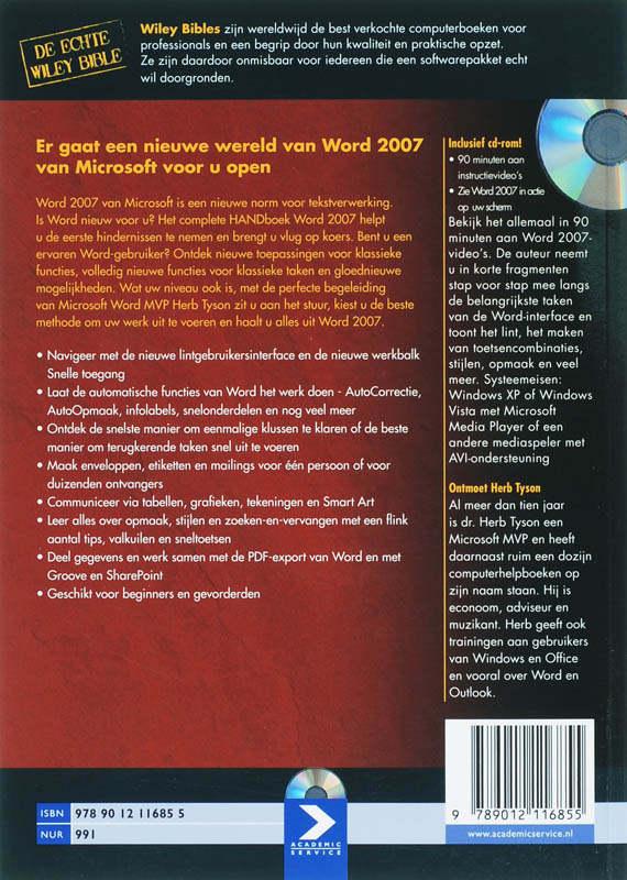 Achterkant van Word 2007 Het Complete HANDboek