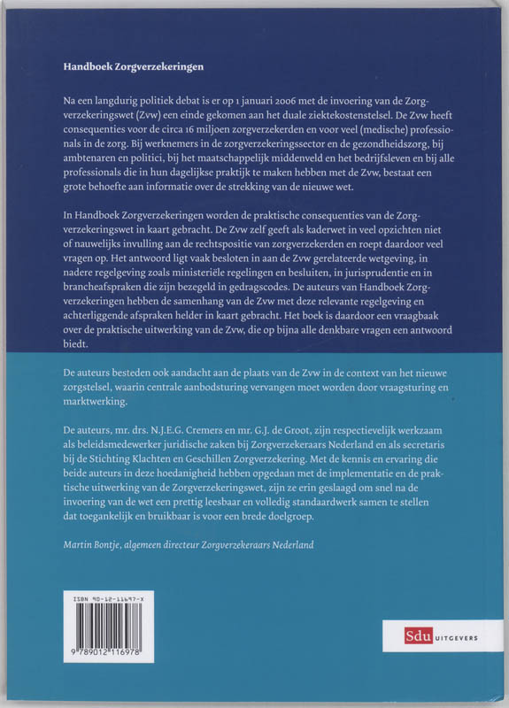 Achterkant van Handboek Zorgverzekeringen
