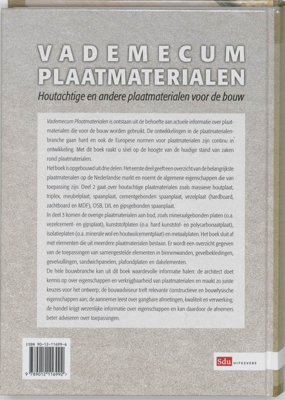Achterkant van Vademecum Plaatmaterialen