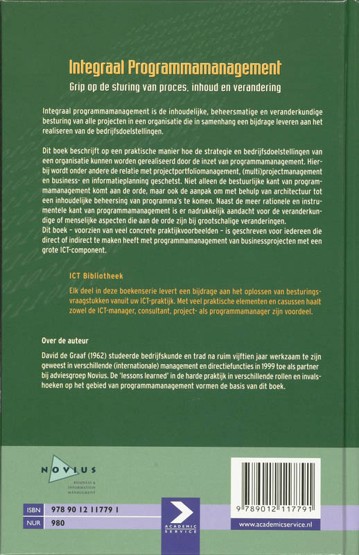 Achterkant van Integraal programmamanagement