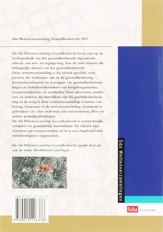 Achterkant van Sdu Wettenverzameling Gezondheidsrecht