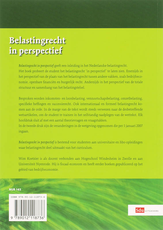 Achterkant van Belastingrecht in perspectief